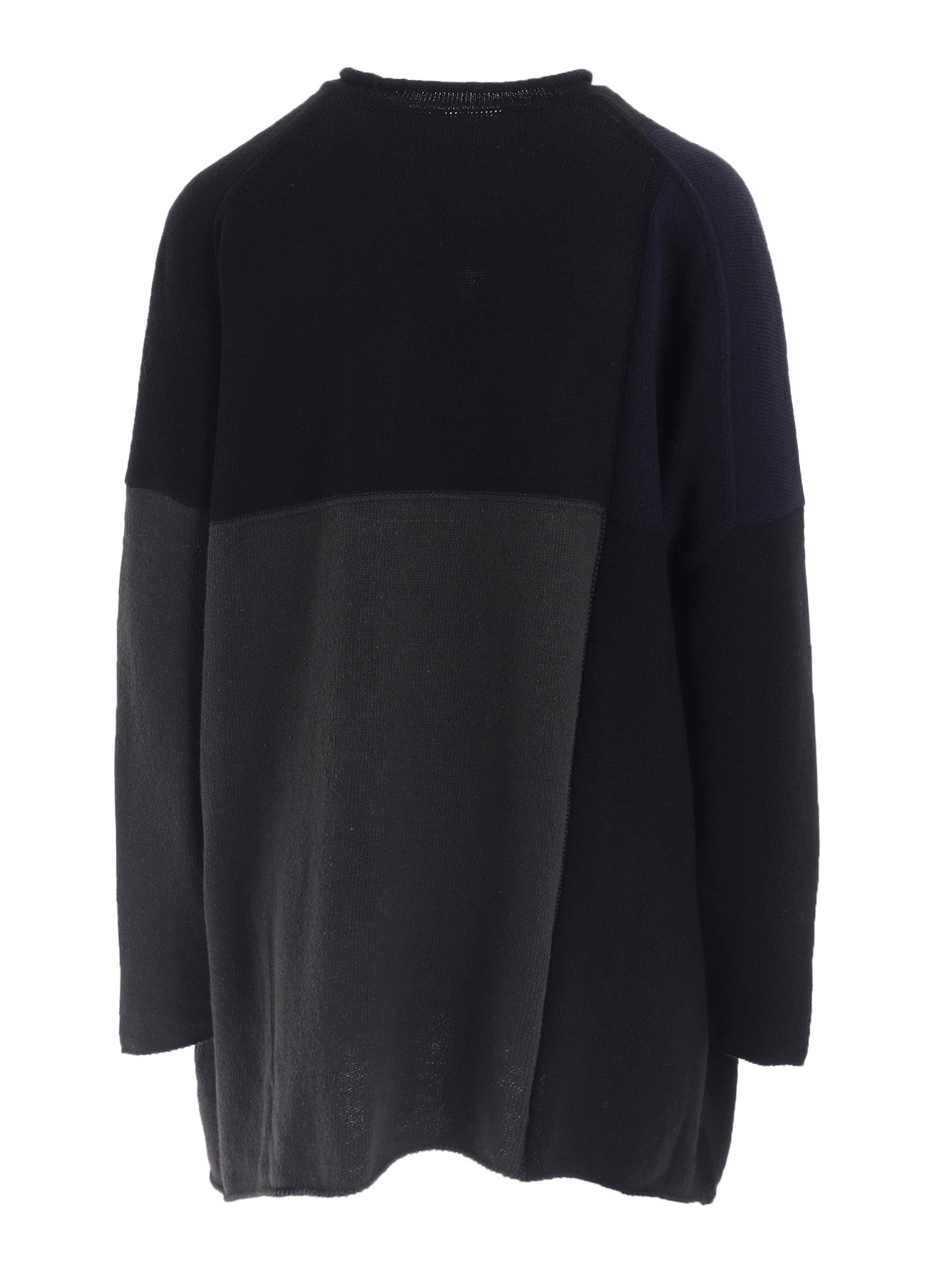 HARD-TWISTED BLOCK INTARSIA SHORT DRESS PULLOVER