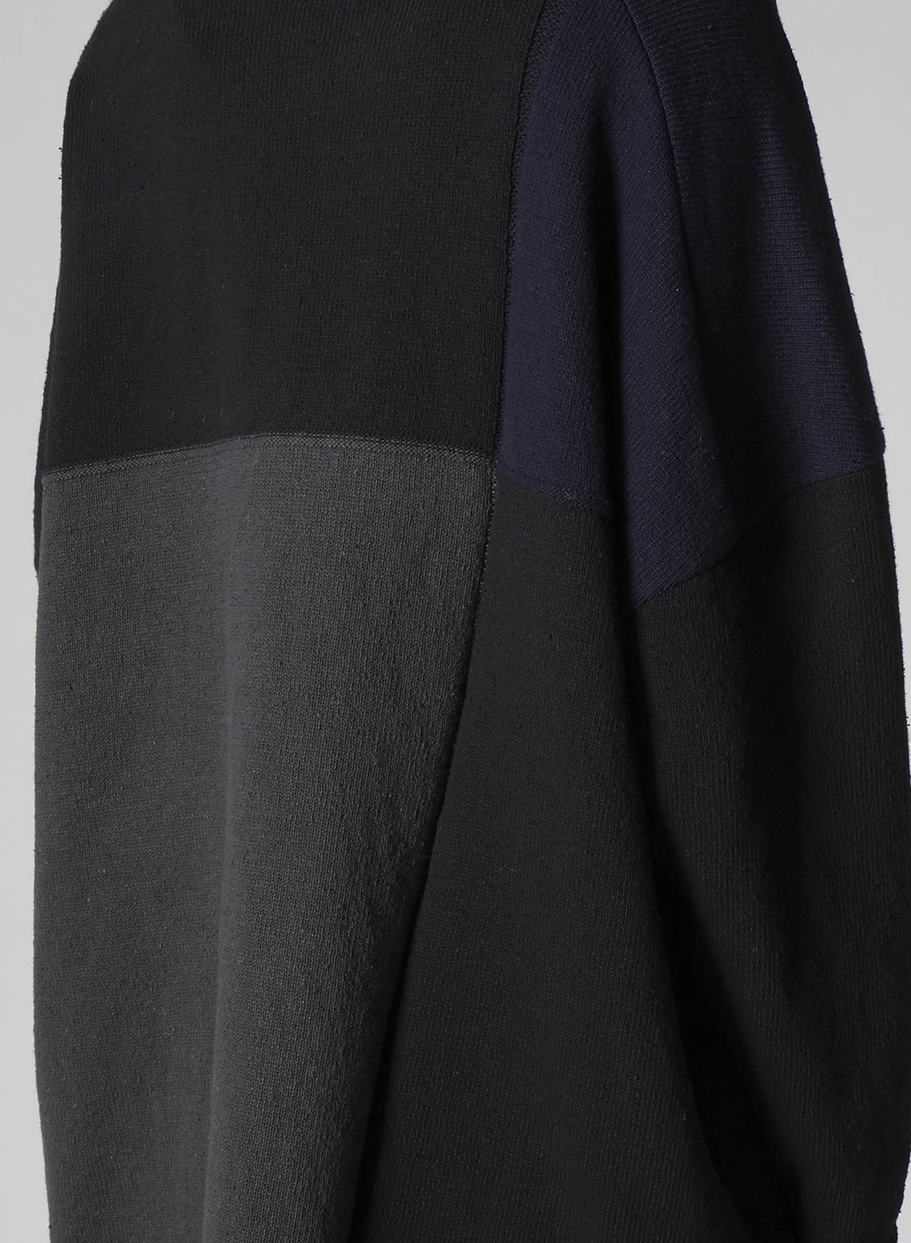 HARD-TWISTED BLOCK INTARSIA SHORT DRESS PULLOVER