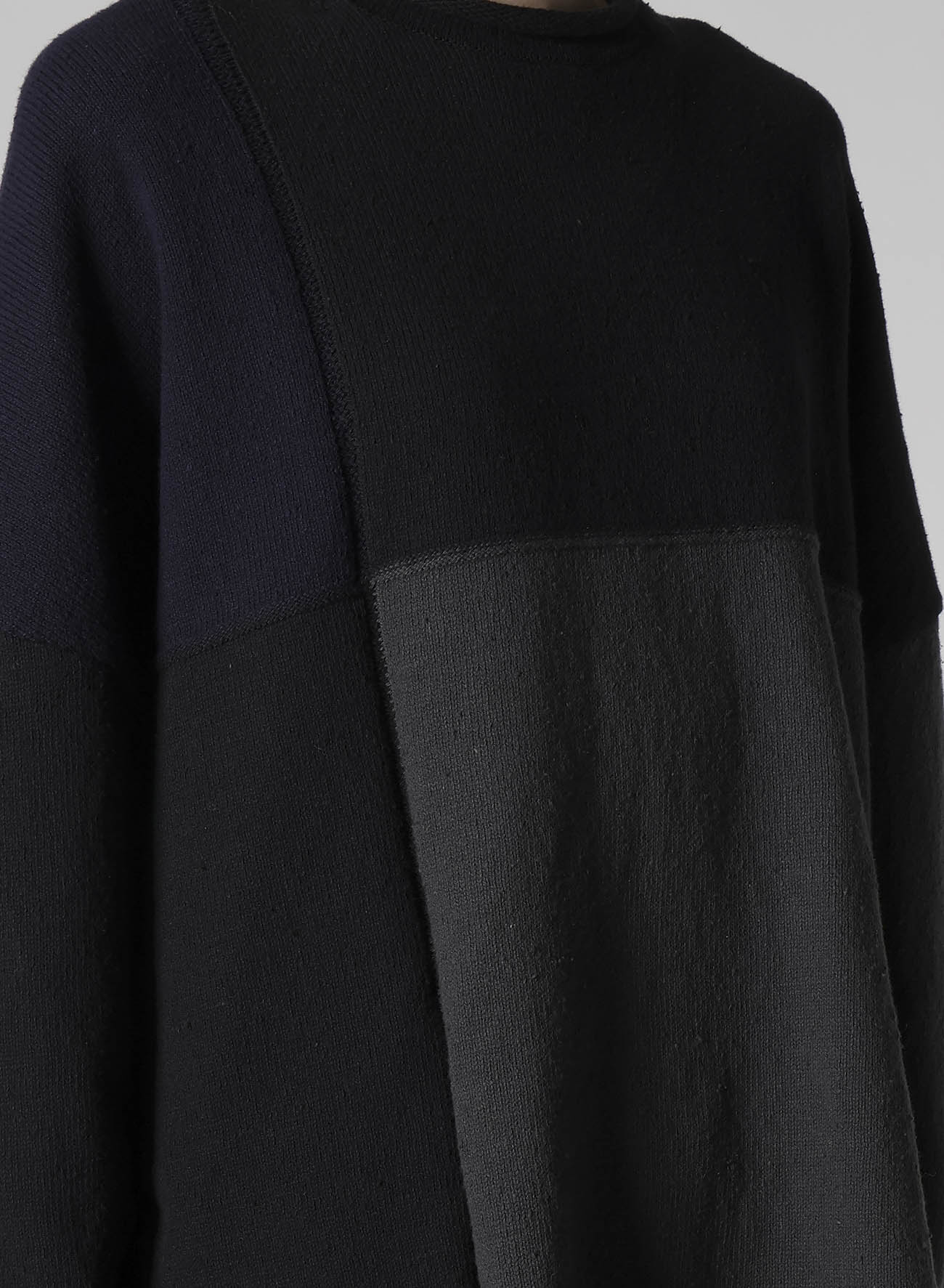 HARD-TWISTED BLOCK INTARSIA SHORT DRESS PULLOVER