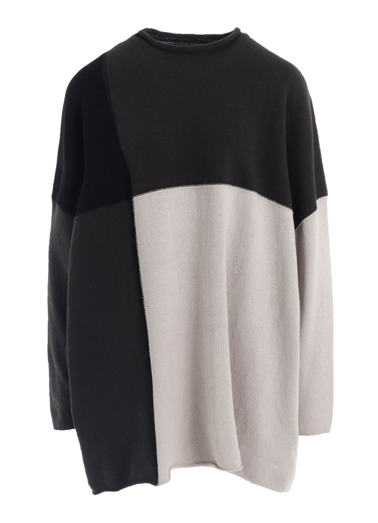 HARD-TWISTED BLOCK INTARSIA SHORT DRESS PULLOVER