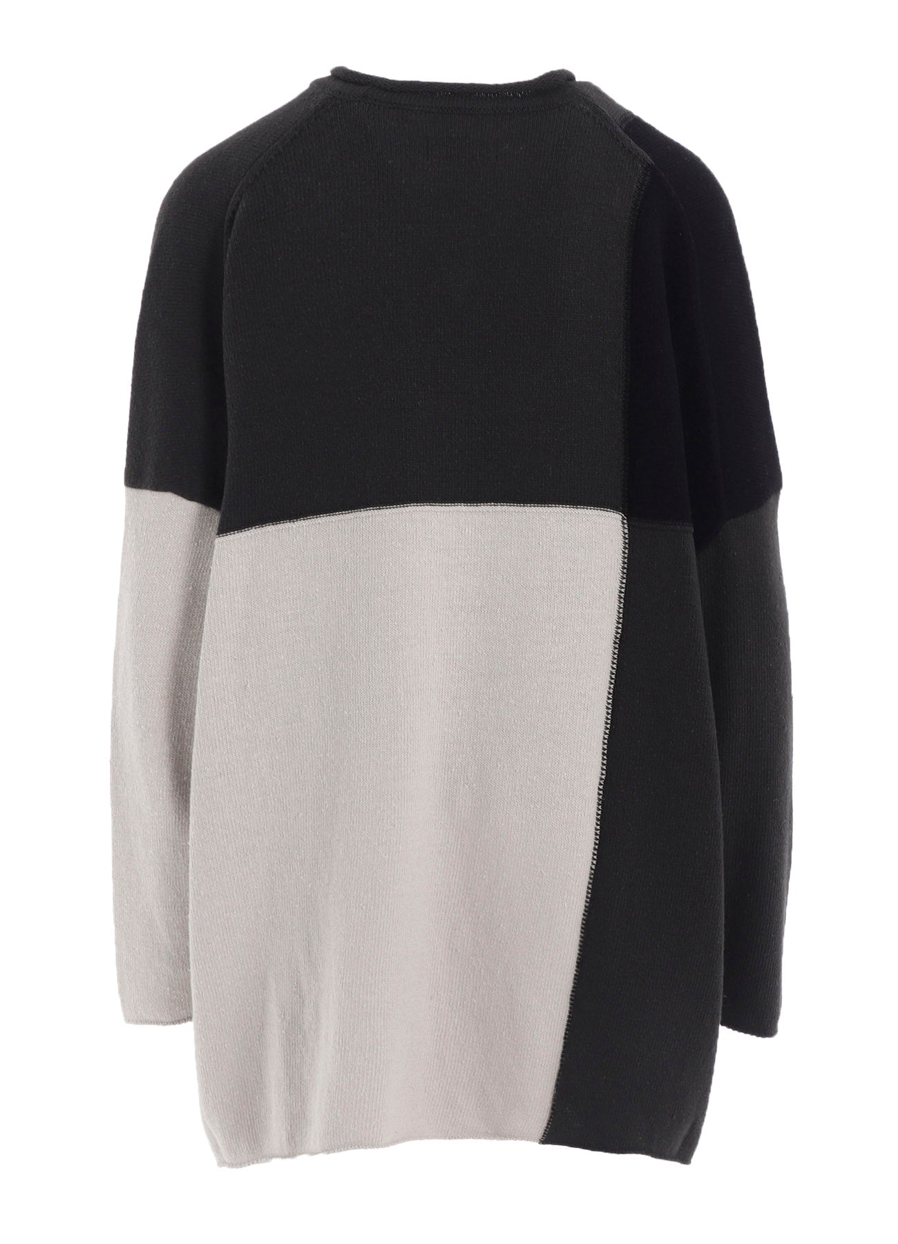 HARD-TWISTED BLOCK INTARSIA SHORT DRESS PULLOVER