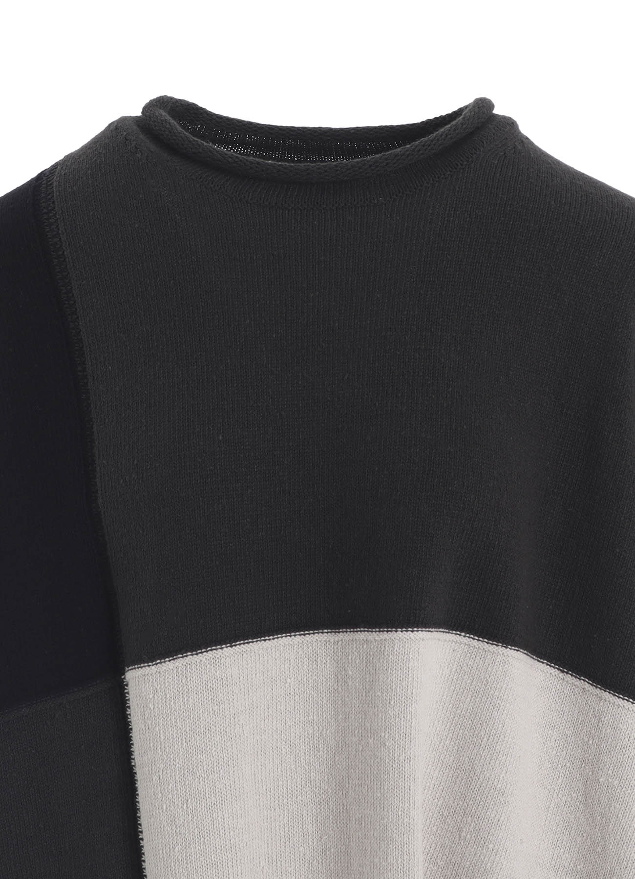 HARD-TWISTED BLOCK INTARSIA SHORT DRESS PULLOVER