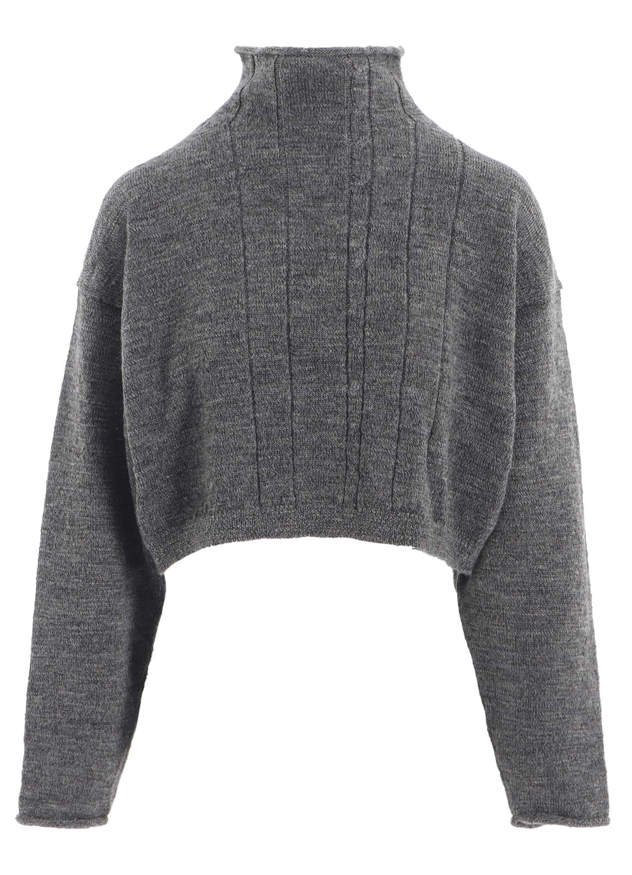 SLUB WOOL DESIGN KNIT SHORT PULLOVER