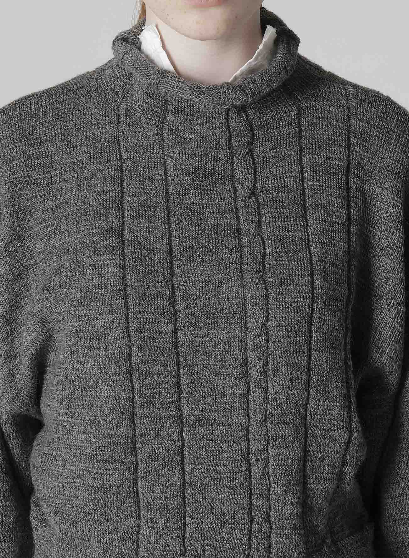 SLUB WOOL DESIGN KNIT SHORT PULLOVER