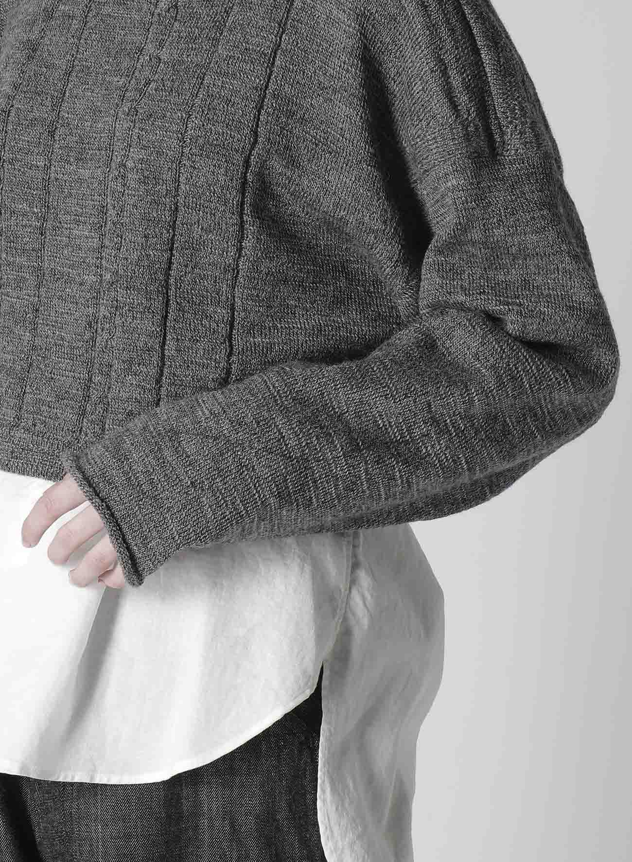 SLUB WOOL DESIGN KNIT SHORT PULLOVER