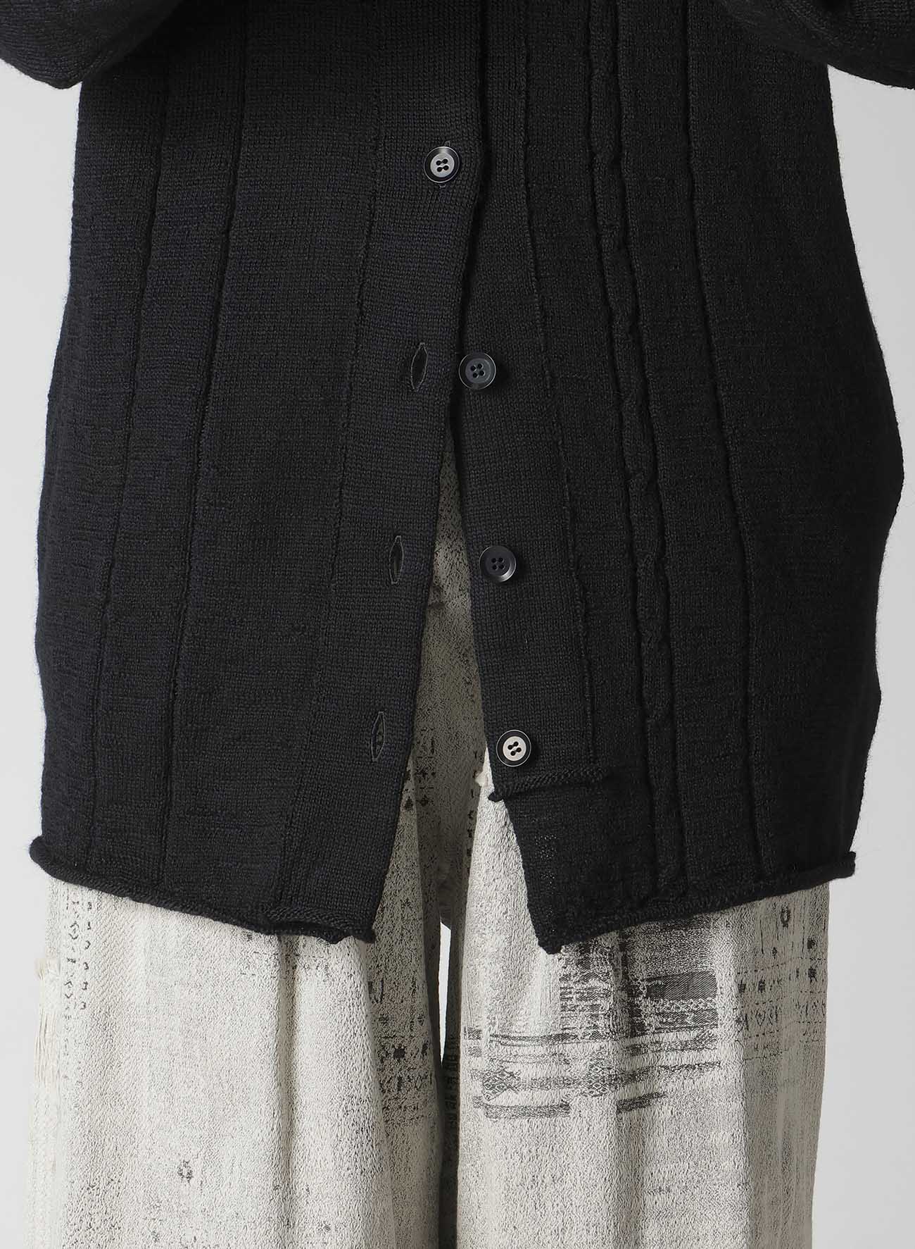SLUB WOOL DESIGN KNIT CARDIGAN