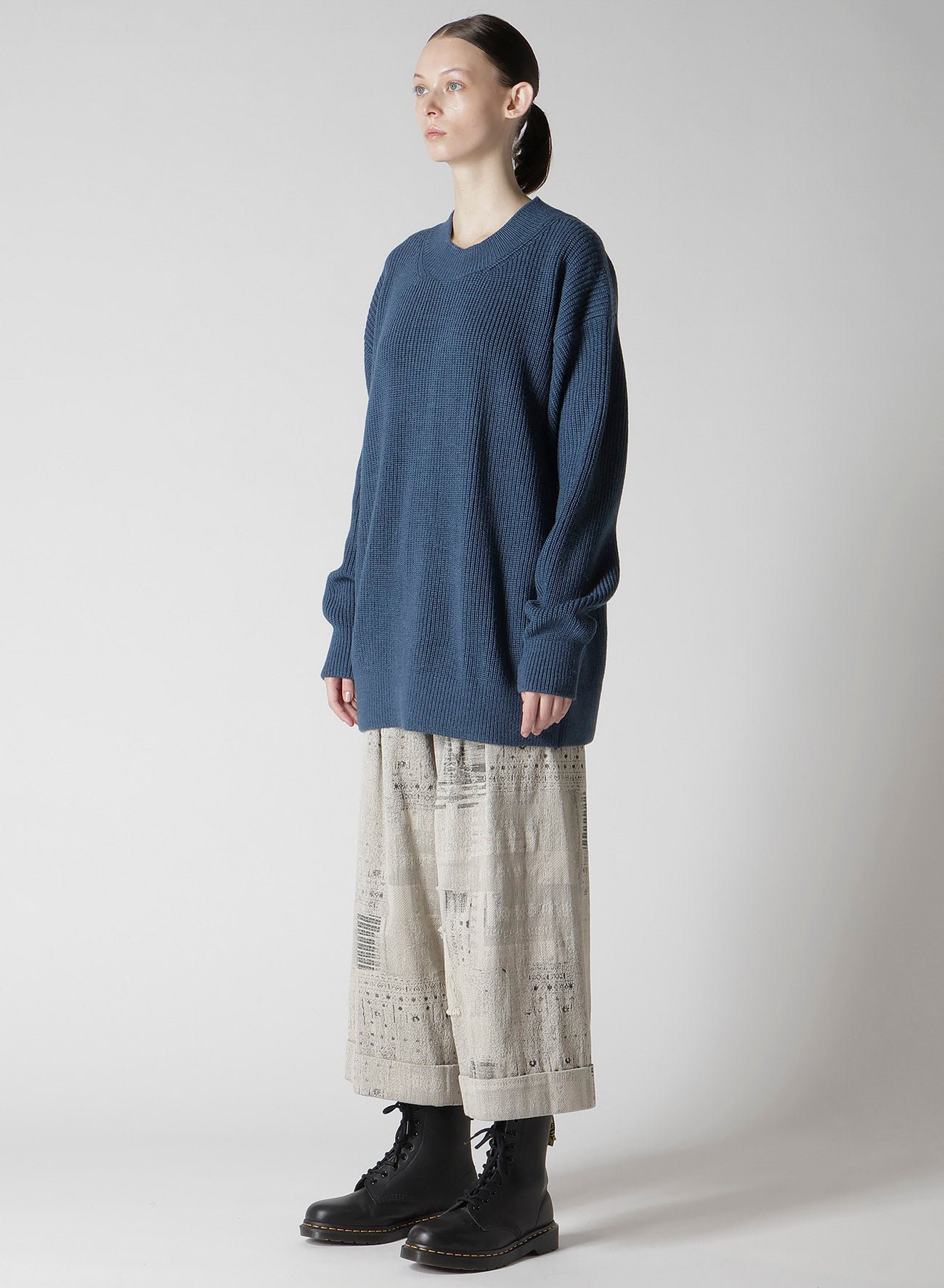 BIG ROUND-NECK KNIT CARDIGAN