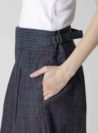 8OZ WAIST STRING WIDE DENIM PANTS