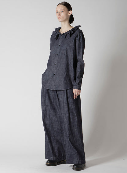 8OZ WAIST STRING WIDE DENIM PANTS