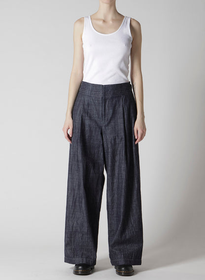 8OZ WAIST STRING WIDE DENIM PANTS