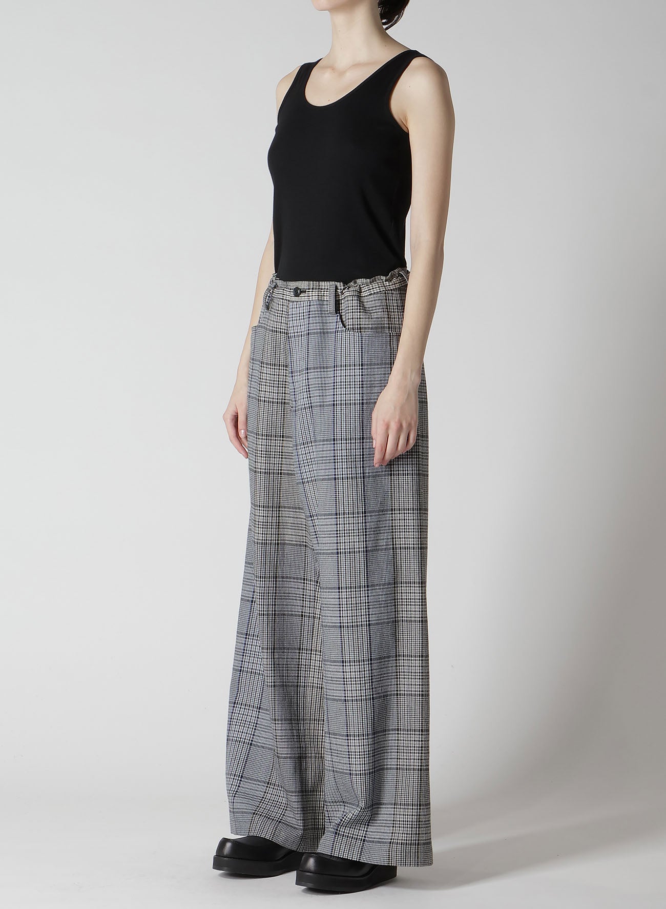 GRID PLAID LONG STRAIGHT PANTS