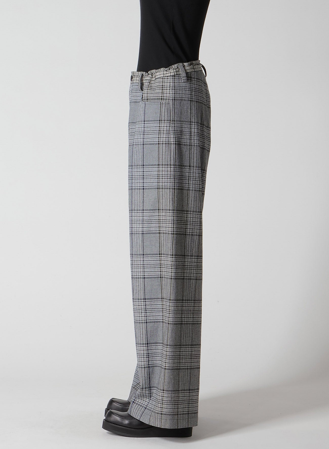 GRID PLAID LONG STRAIGHT PANTS