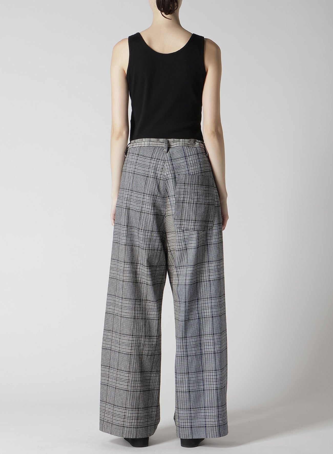 GRID PLAID LONG STRAIGHT PANTS