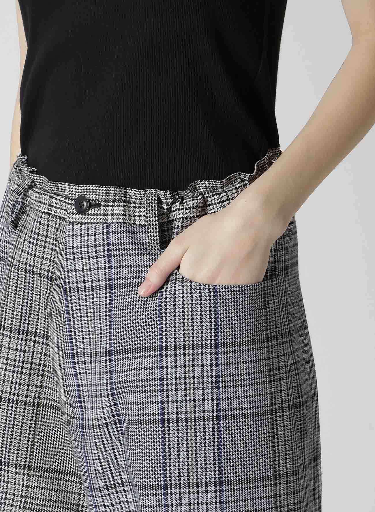 GRID PLAID LONG STRAIGHT PANTS