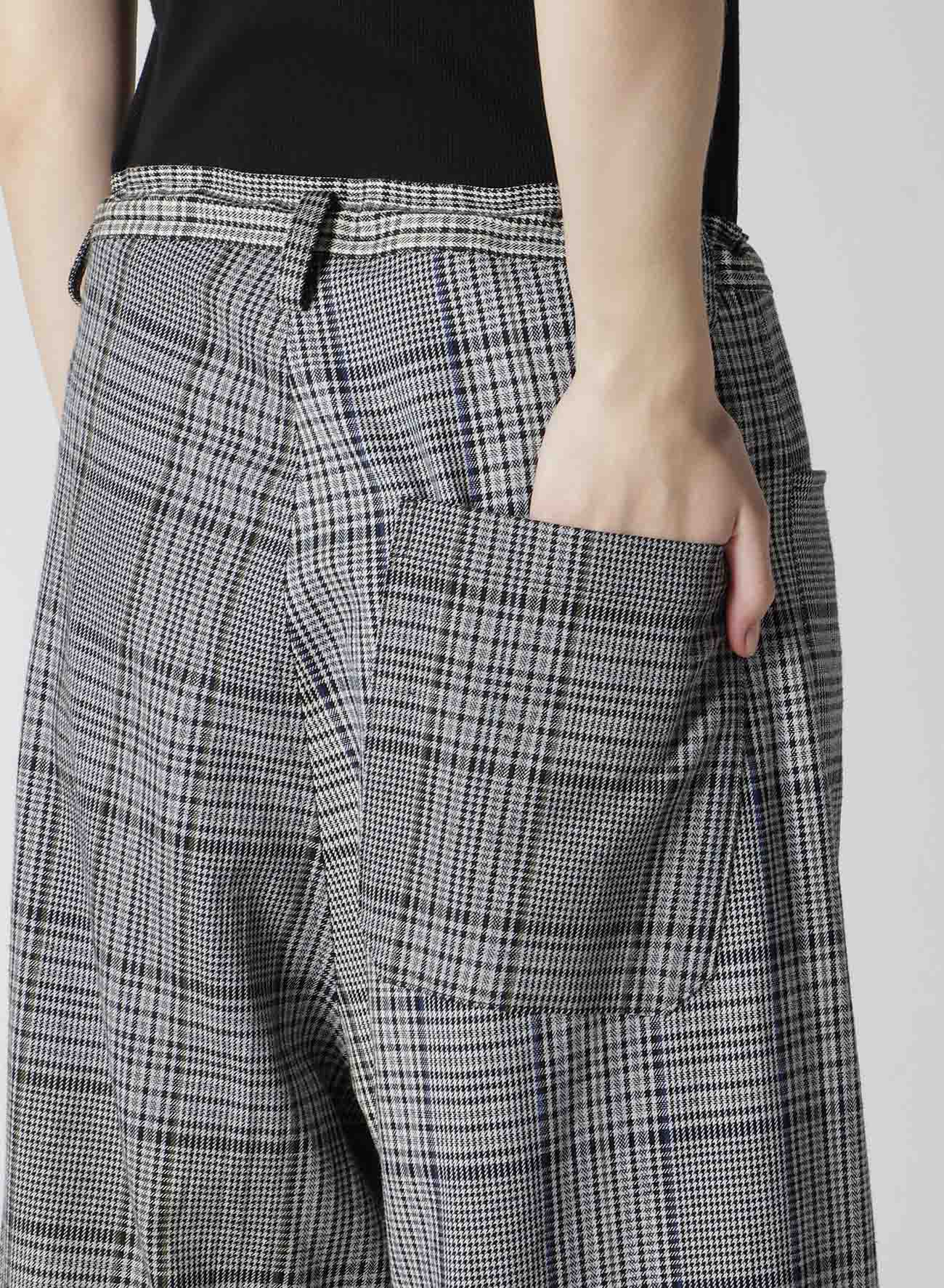 GRID PLAID LONG STRAIGHT PANTS