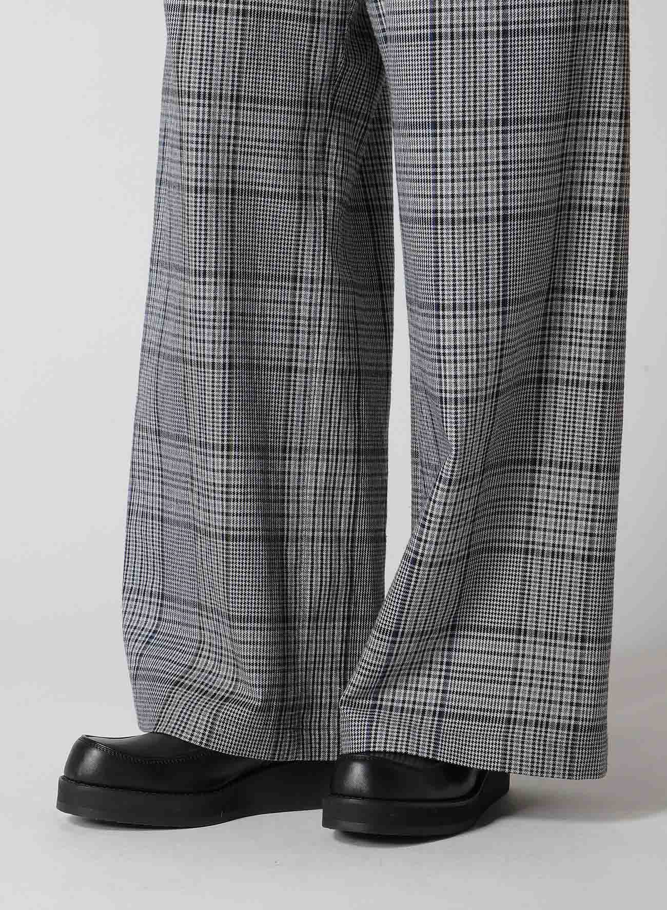 GRID PLAID LONG STRAIGHT PANTS