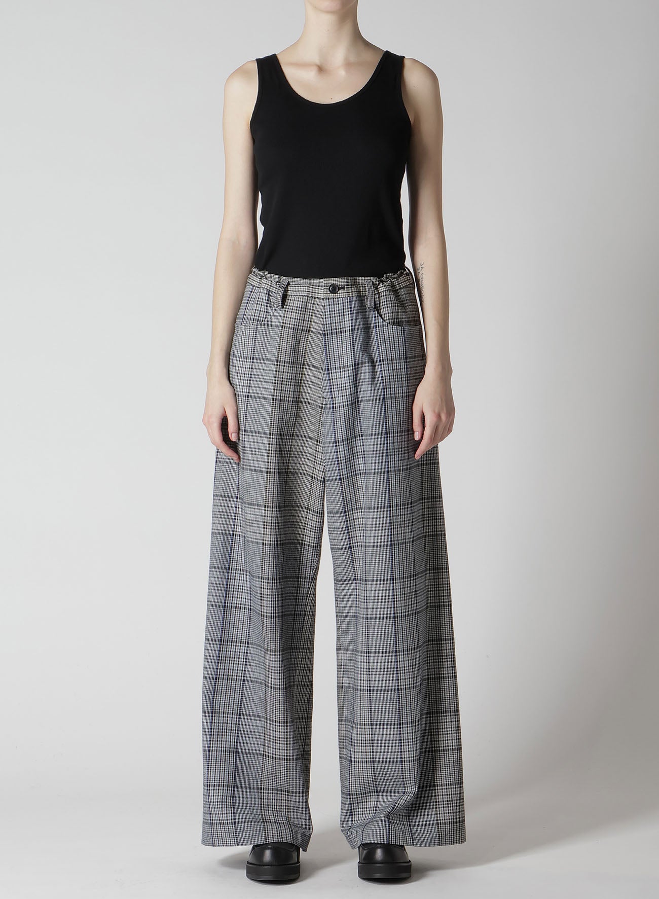 GRID PLAID LONG STRAIGHT PANTS