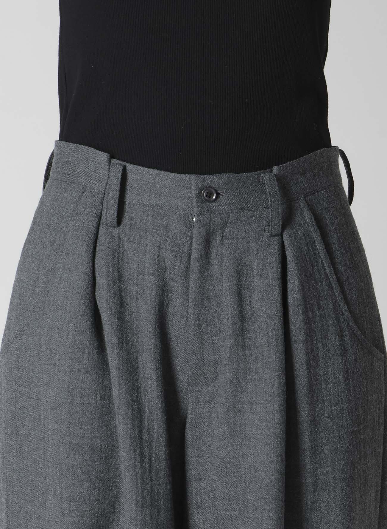 WOOL GAUZE TWILL TUCK WIDE PANTS