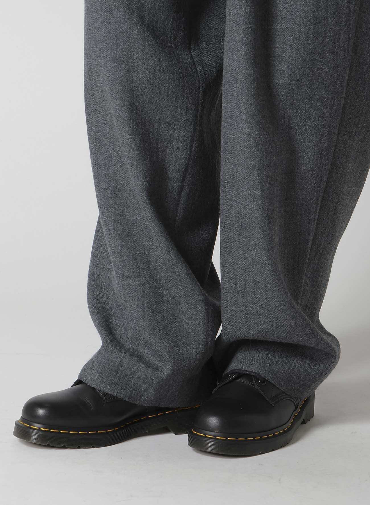 WOOL GAUZE TWILL TUCK WIDE PANTS