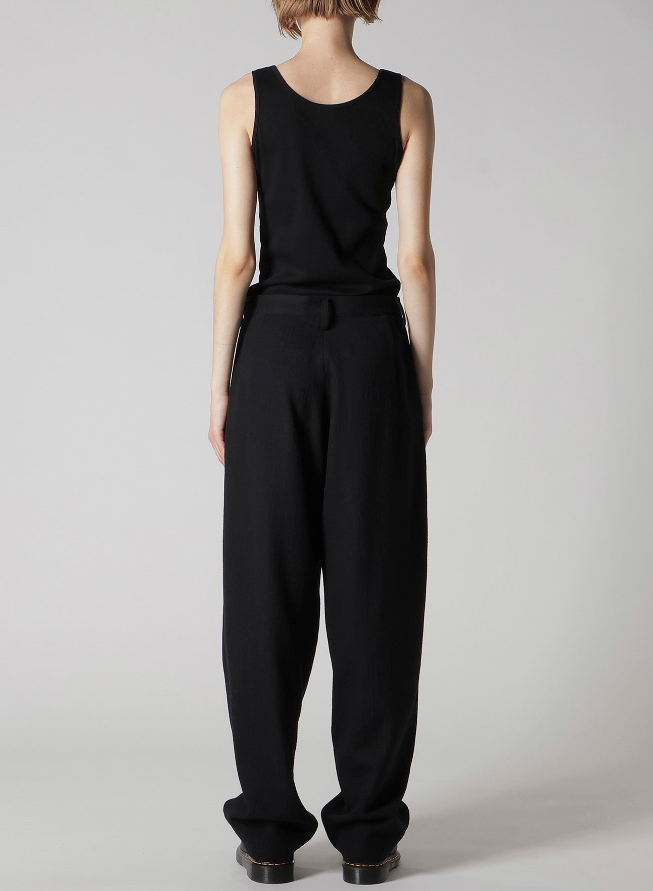 WOOL GAUZE TWILL TUCK WIDE PANTS