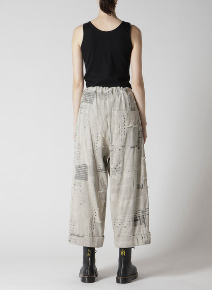 PATCHWORK JQ FRONT TUCKED PANTS