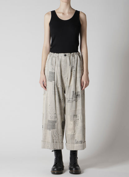 PATCHWORK JQ FRONT TUCKED PANTS