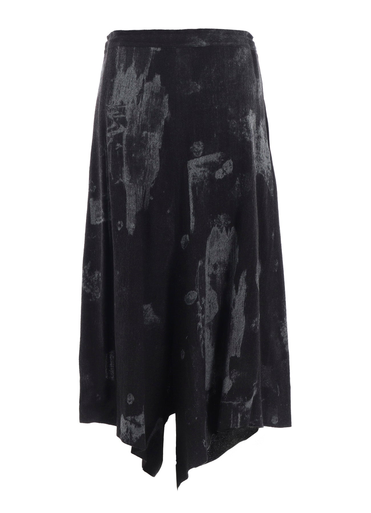WOOL GAUZE SMUDGED POLKA DOT SLITTED RIGHT HEM PANTS