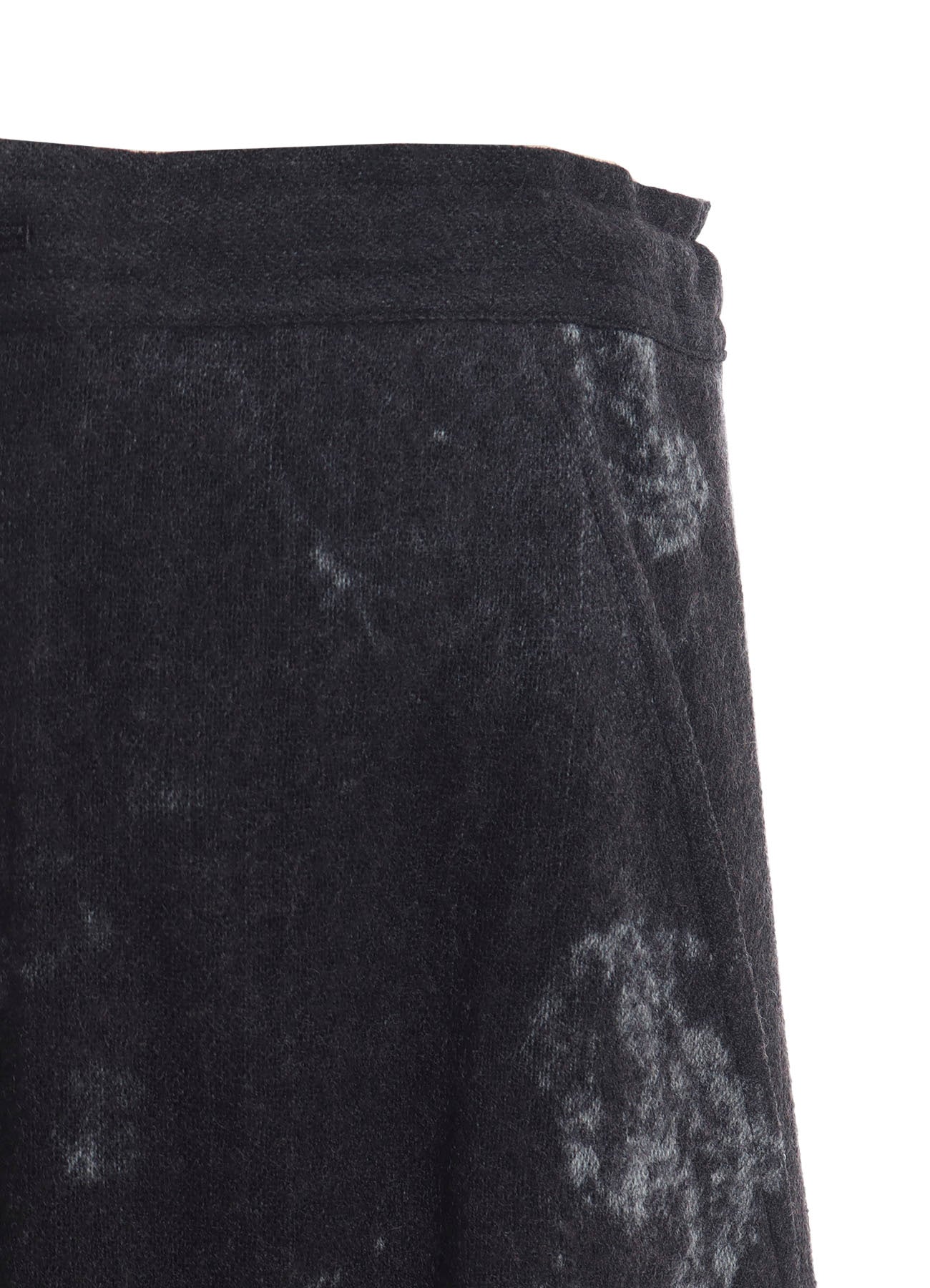 WOOL GAUZE SMUDGED POLKA DOT SLITTED RIGHT HEM PANTS