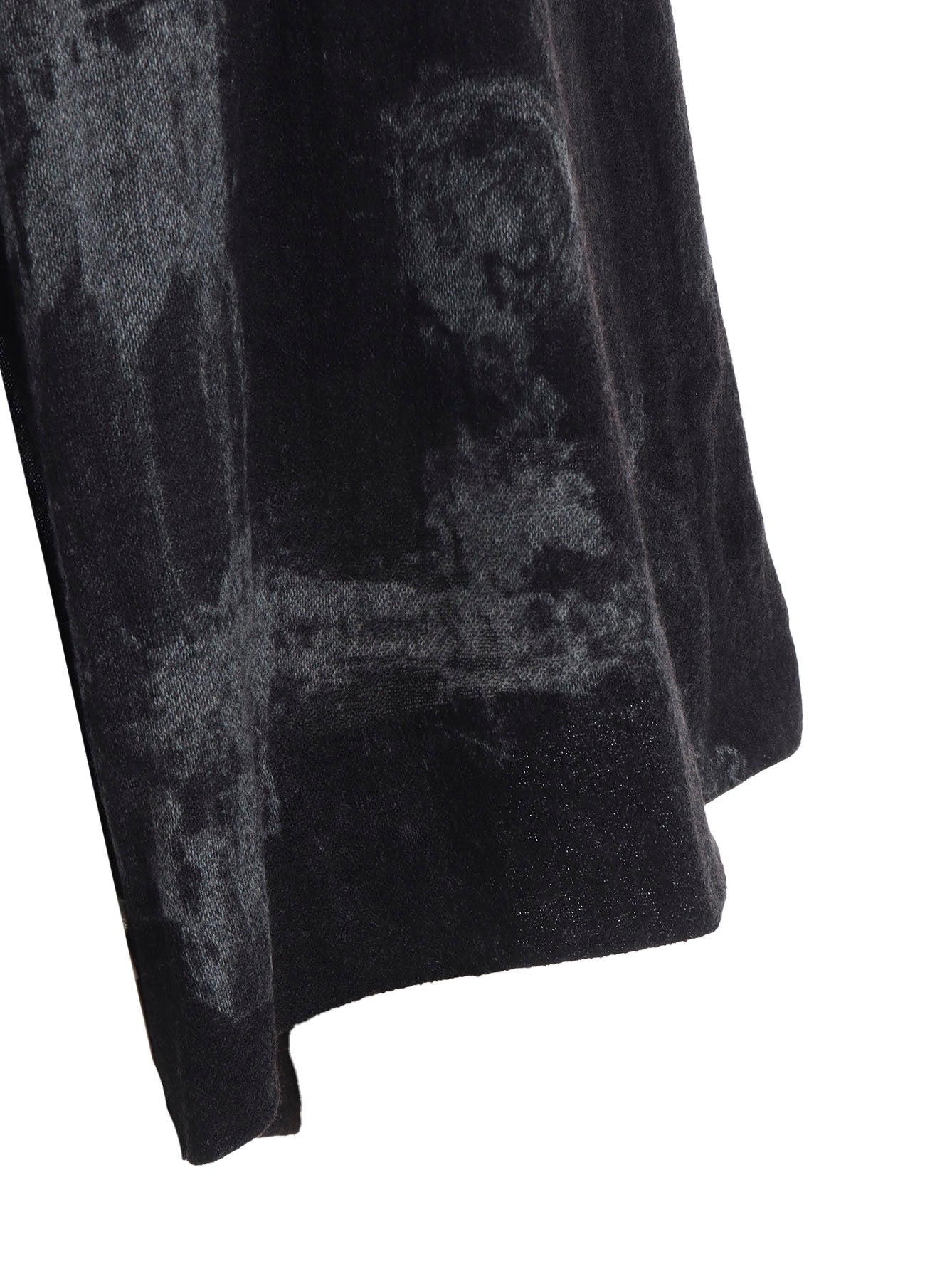 WOOL GAUZE SMUDGED POLKA DOT SLITTED RIGHT HEM PANTS