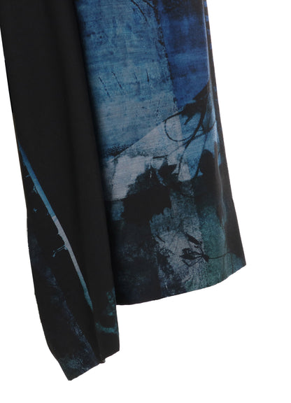 CUPRO BLURRY FLOWER PRINT RIGHT-SIDE GATEHRED PANTS
