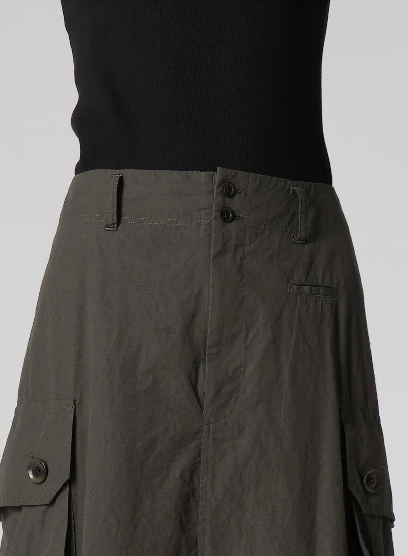COTTON/LINEN CARGO SKIRT