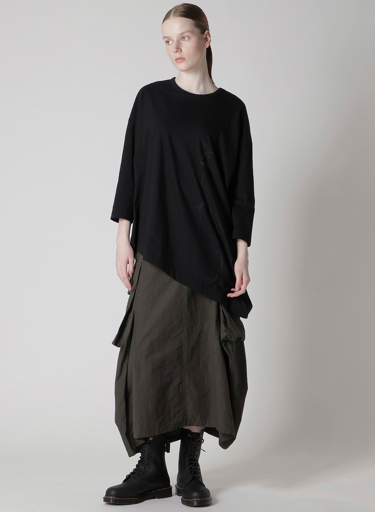 COTTON/LINEN CARGO SKIRT