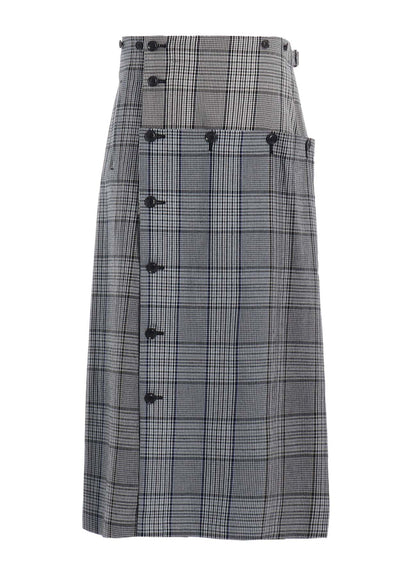 GRID PLAID BUTTON SKIRT