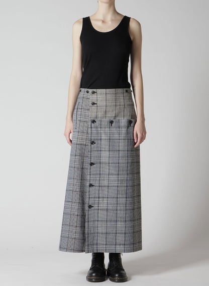 GRID PLAID BUTTON SKIRT