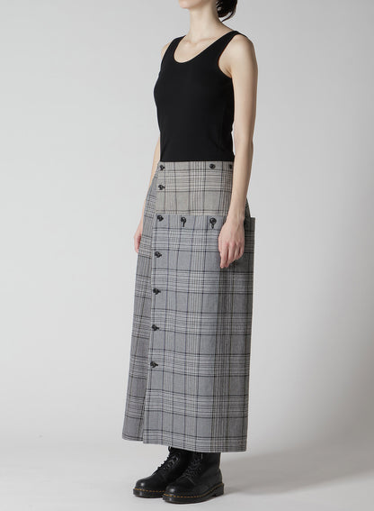 GRID PLAID BUTTON SKIRT