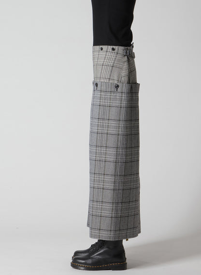 GRID PLAID BUTTON SKIRT