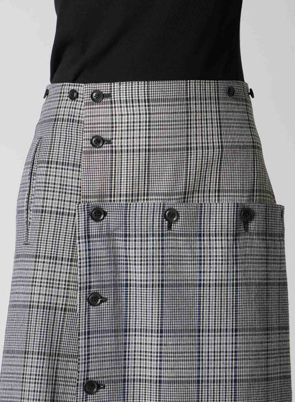 GRID PLAID BUTTON SKIRT