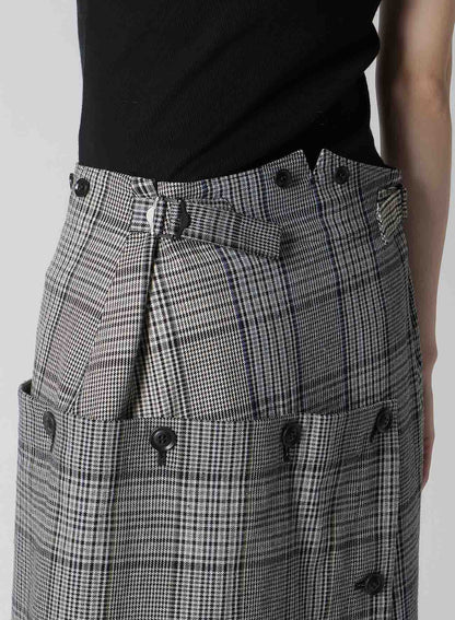 GRID PLAID BUTTON SKIRT