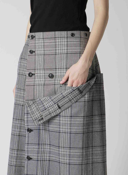 GRID PLAID BUTTON SKIRT