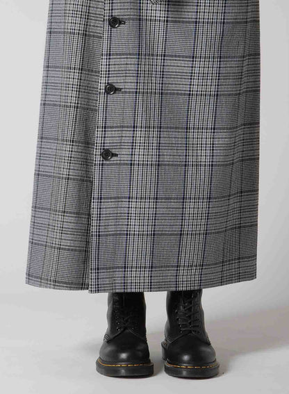 GRID PLAID BUTTON SKIRT