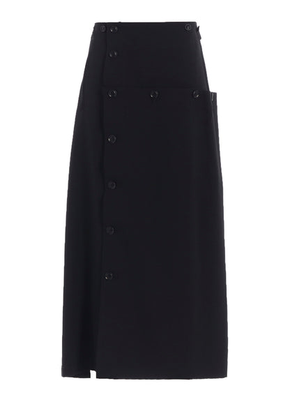 WOOL GABARDINE BUTTON SKIRT