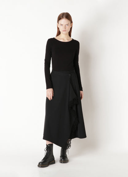 WOOL GABARDINE BUTTON SKIRT
