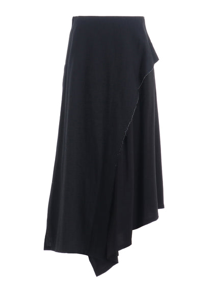 CREPE de CHINE/6oz DENIM LEFT FLARE SKIRT