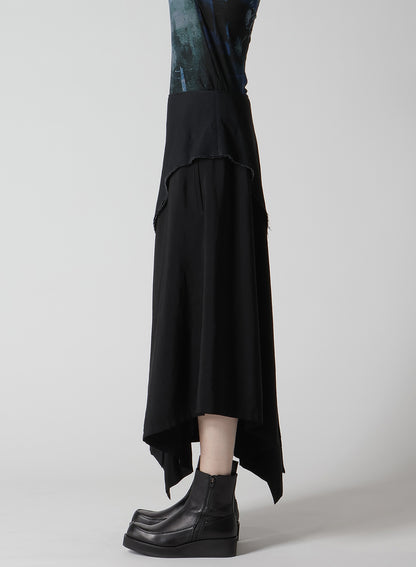 CREPE de CHINE/6oz DENIM LEFT FLARE SKIRT