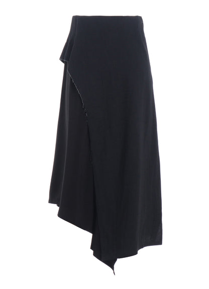 CREPE de CHINE/6oz DENIM LEFT FLARE SKIRT