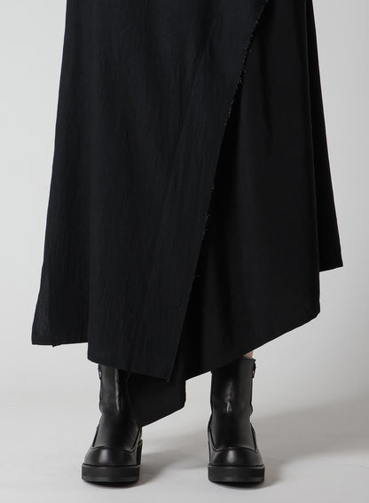 CREPE de CHINE/6oz DENIM LEFT FLARE SKIRT