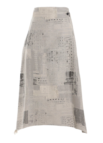 PATCHWORK JACQUARD WRAP-LIKE FLARE SKIRT