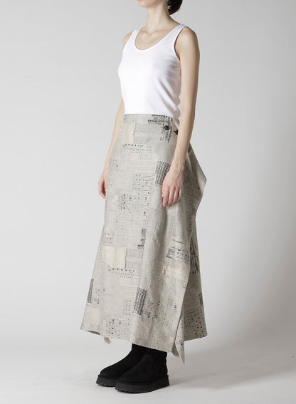 PATCHWORK JACQUARD WRAP-LIKE FLARE SKIRT