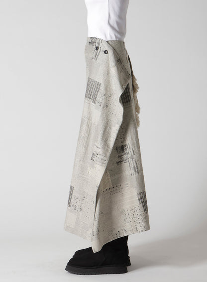 PATCHWORK JACQUARD WRAP-LIKE FLARE SKIRT