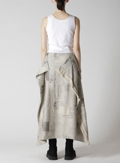 PATCHWORK JACQUARD WRAP-LIKE FLARE SKIRT
